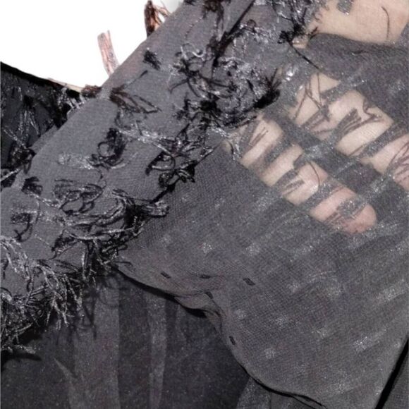 Blu Pepper Womens Sheer Top Size Small Black‎ Vneck 3/4 Sleeves Holiday Slouchy - Picture 8 of 14